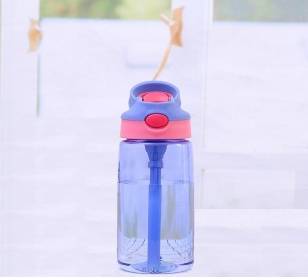Botella de viaje para niños con pajita morado