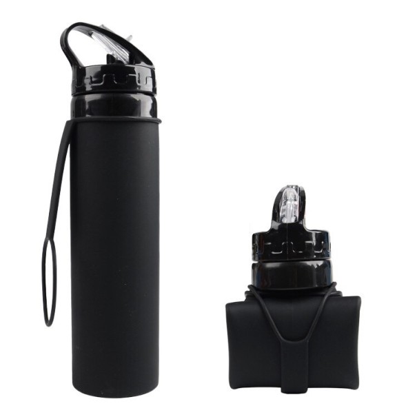 Botella deportiva plegable negro