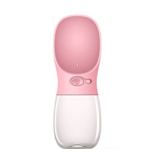 Botella dispensadora de agua para perros y gatos rosa S