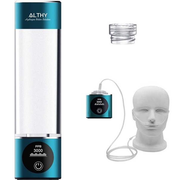 Botella generadora de agua con pantalla de datos PPB, recipiente de doble cámara con alto contenido de hidrógeno, 380 ml, dispositivo de inhalación de agua rica en hidrógeno, 21 x 7 cm 1