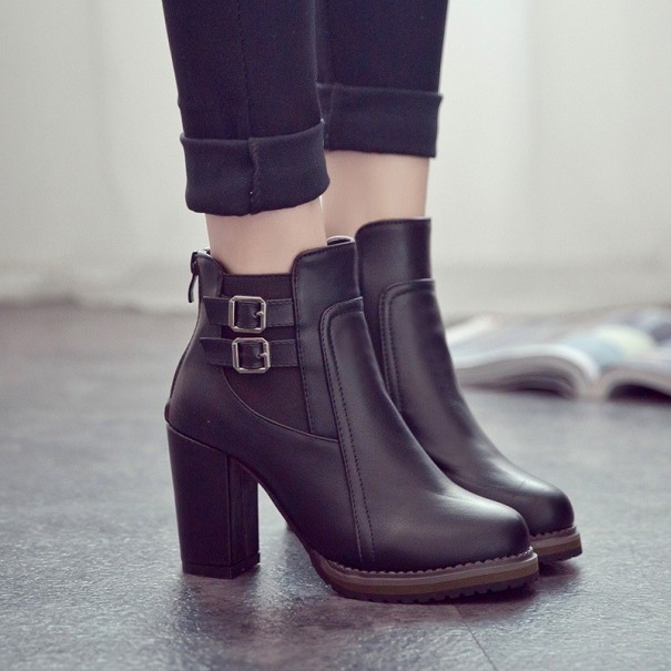 Botine de dama cu catarame J1105 negru 41