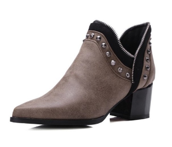 Botine de dama cu strasuri J1711 maro deschis 37