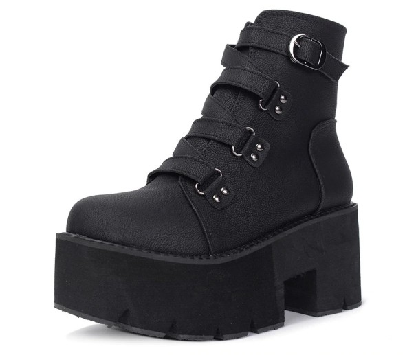 Botine de damă pe platformă înaltă J1100 negru 38