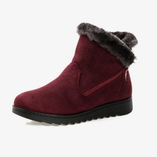 Botine de iarnă de damă cu blană J1815 burgundy 35