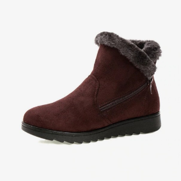 Botine de iarnă de damă cu blană J1815 maro 37