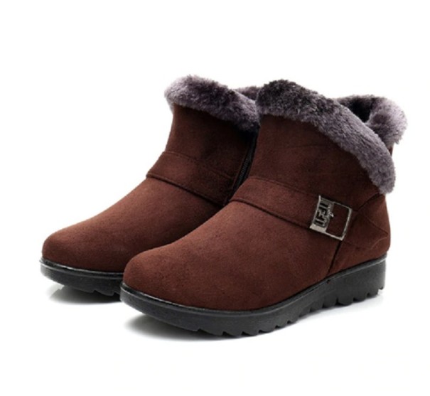 Botine de iarnă de damă cu blană J1816 maro 38