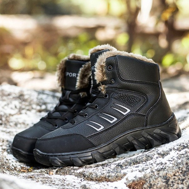 Botine de iarnă pentru bărbați cu blană J1543 negru 39