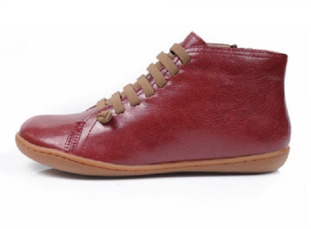 Botines con cordones para mujer burdeos 35