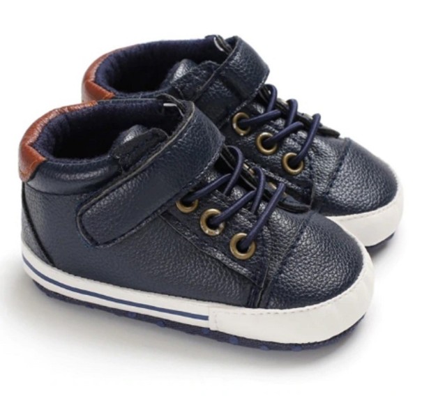 Botines con velcro para niño azul oscuro 6-12 meses