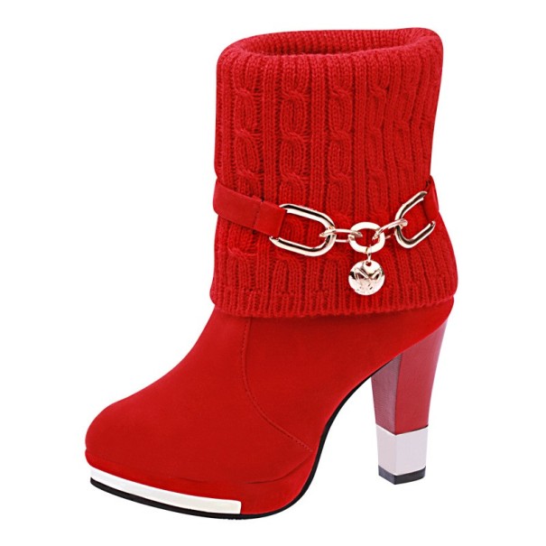 Botins baixos para senhora com salto vermelho 36