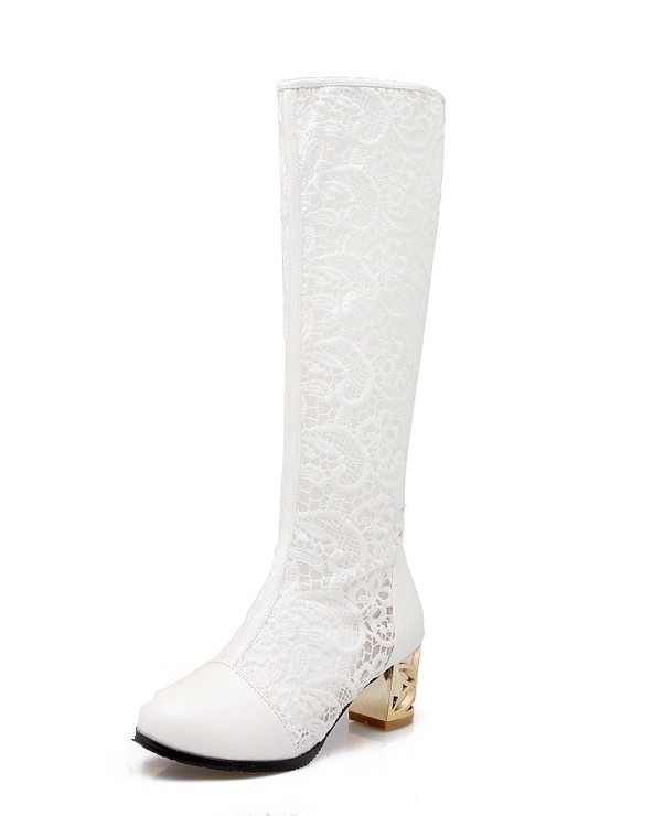 Botins de renda para senhora J1729 branco 39