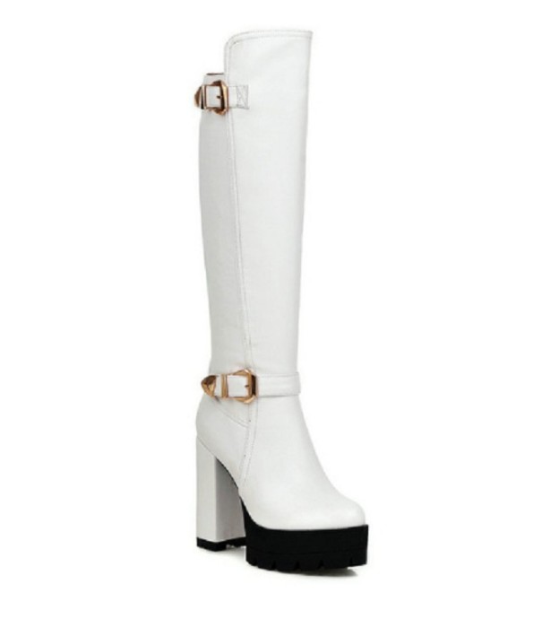 Botins elegantes com fivelas J1622 branco 35