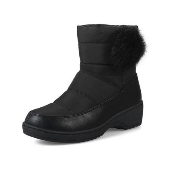 Botki damskie zimowe z pomponem J1811 czarny 43