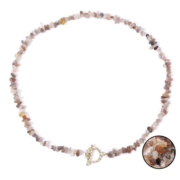 Botswanai achát nyaklánc 45 cm hosszúságú állítható több színű kövekkel arany színű lánc gyűrűs kapoccsal cink ötvözetből 1