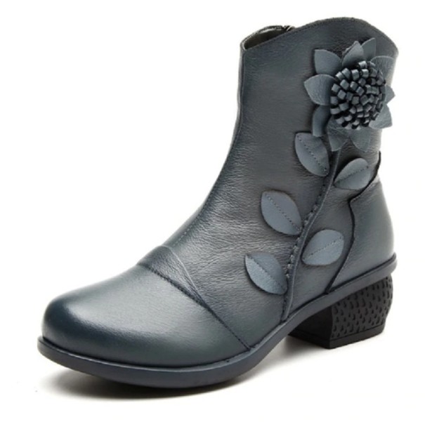 Bottes chevilles pour femmes avec fleur J1712 gris 38