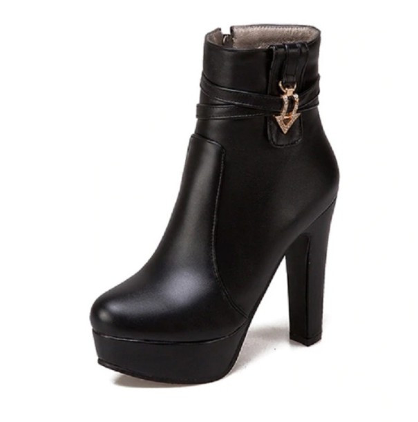 Bottes d'hiver à talon pour femmes noir 42