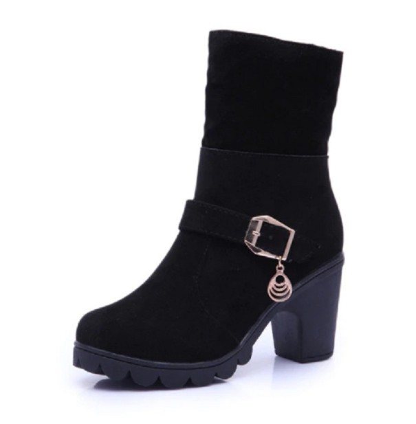 Bottes d'hiver pour femmes avec boucle et talon J1193 noir 38