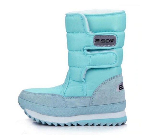 Bottes d'hiver pour femmes avec velcro J3230 bleu clair 36