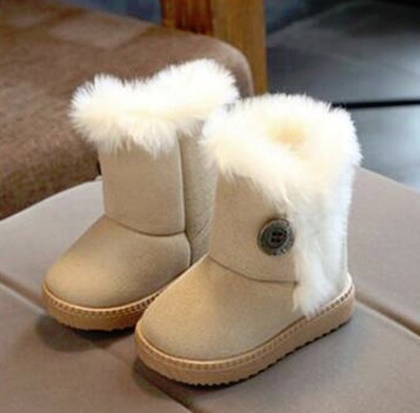 Bottes d'hiver pour filles avec fourrure beige 32