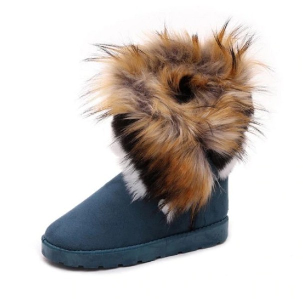 Bottes d'hiver stylées pour femmes avec fourrure J1783 bleu 37