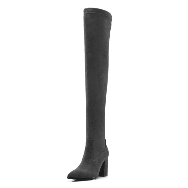 Bottes dames au-dessus du genou A682 gris foncé 39