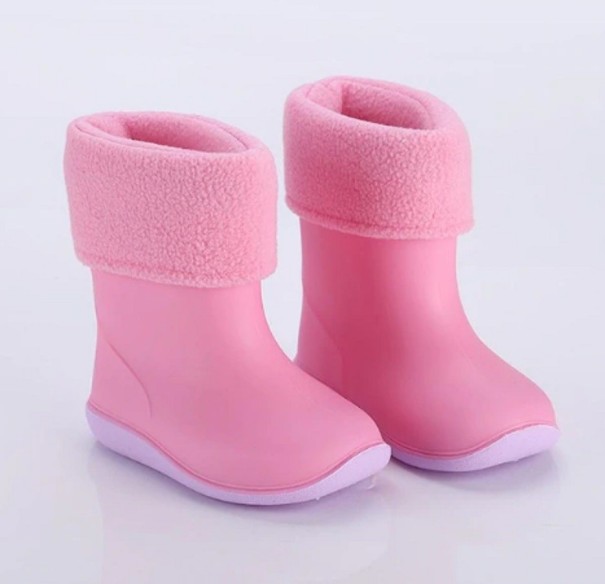 Bottes en caoutchouc pour enfants avec doublure en peluche rose 25