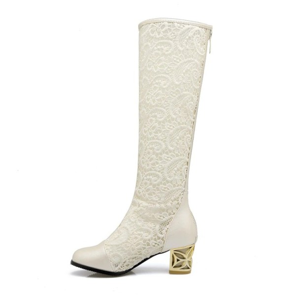 Bottes en dentelle pour femmes J1729 crème 35
