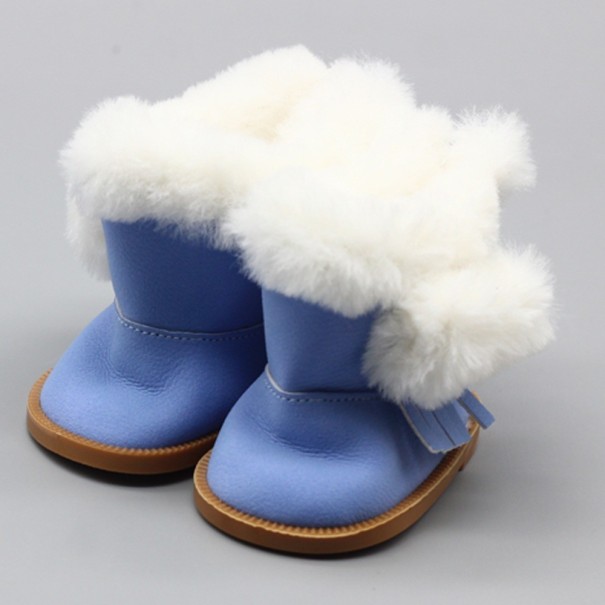 Bottes en fourrure pour poupée bleu