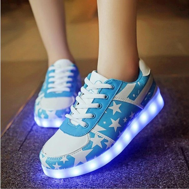 Bottes lumineuses pour femmes avec imprimé étoiles J1173 bleu 37