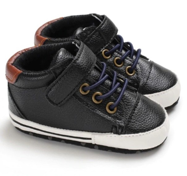 Bottes montantes pour garçons à velcro noir 6-12 mois