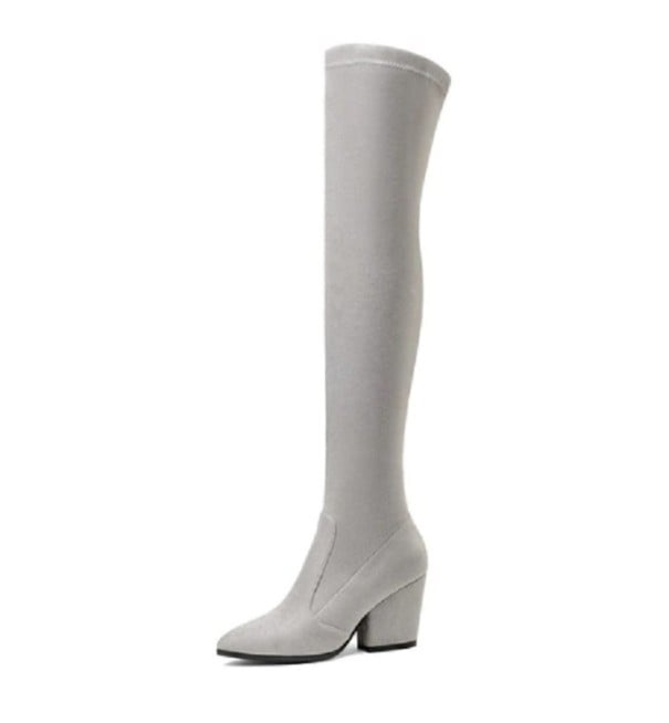 Bottes pour femmes au-dessus du genou A679 gris clair 39