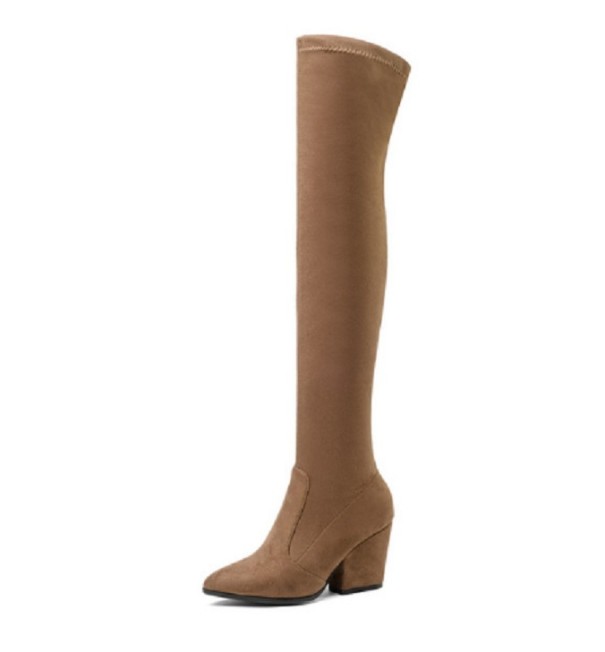 Bottes pour femmes au-dessus du genou A679 marron clair 41