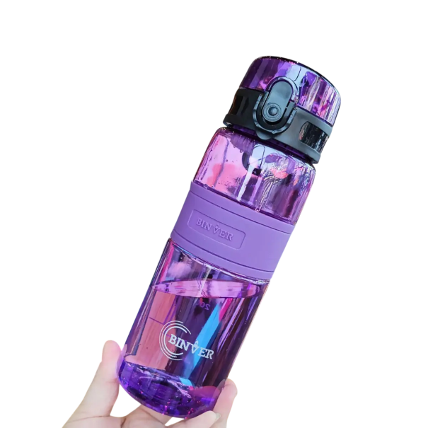 Bottiglia d'acqua 500 ml Leggera e resistente bottiglia sportiva da bere Bottiglia fitness idratante con tappo ermetico Design ergonomico Collo largo viola