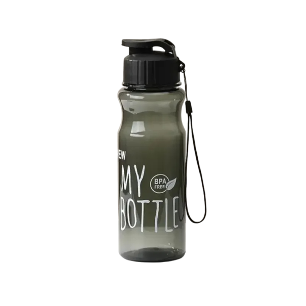 Bottiglia d'acqua 650 ml Leggera e resistente bottiglia sportiva con tappo ermetico Bottiglia idratante per bere Design ergonomico Collo largo nero
