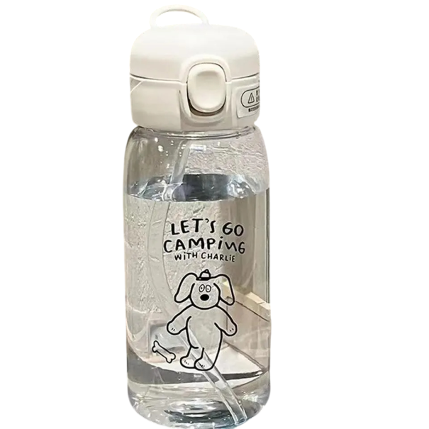 Bottiglia d'acqua con cannuccia 600 ml Bottiglia sportiva leggera per bere Bottiglia idratante con tappo ermetico Bottiglia pratica con cannuccia 1