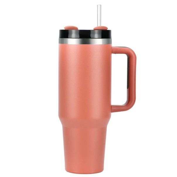 Bottiglia termica con cannuccia e manico 1200 ml Acciaio inossidabile Bottiglia termica a doppia parete Mug termico ad alta capacità Manico ergonomico Tappo ermetico Bottiglia isolata rosso