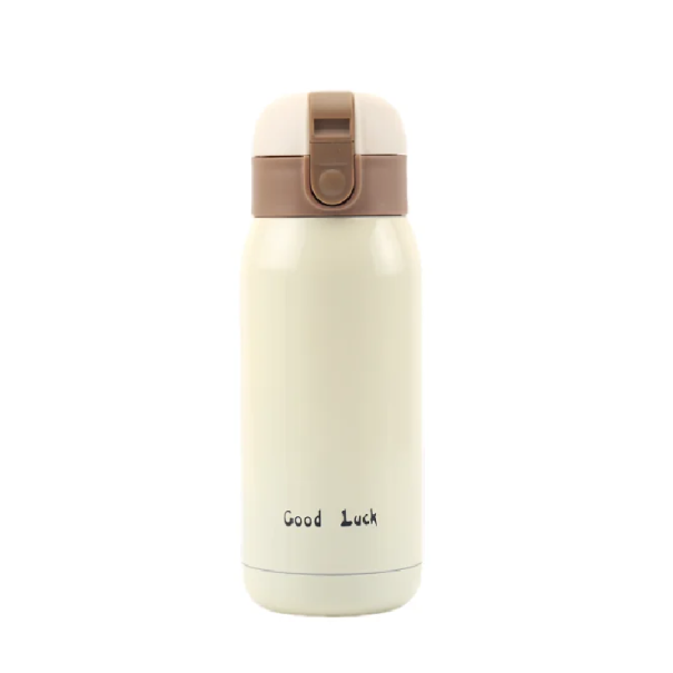Bottiglia termica in acciaio inox 350 ml 6 x 18,3 cm Bottiglia da viaggio isolata sottovuoto per bevande calde e fredde Bottiglia termica portatile bianco