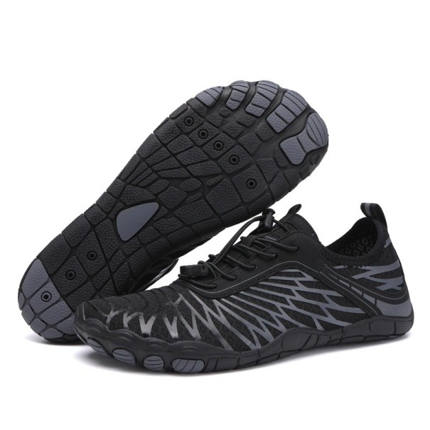 Boty do vody Barefoot rychlošněrovací prodyšné z pružné síťoviny s pryžovou podrážkou Unisex Na vodní sporty plavání i pláž Lehká obuv k moři černá 36