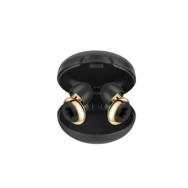 Bouchons d'oreilles en silicone pour atténuation du bruit avec un trou en étoile à l'extérieur dans un étui rond pour dormir doré