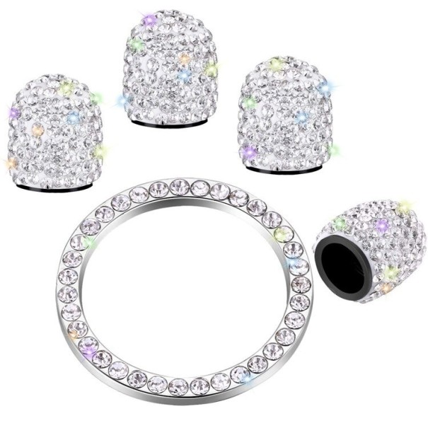 Bouchons de valve et cadre décoratif du bouton de démarrage 5 pièces 1