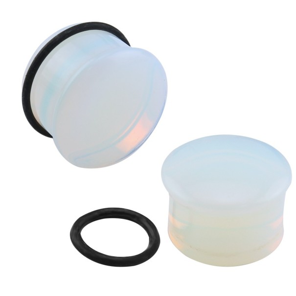 Bouchons en pierre avec élastique opale 16 mm