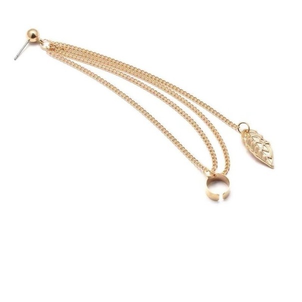 Boucle d'oreille femme avec chaîne H816 doré