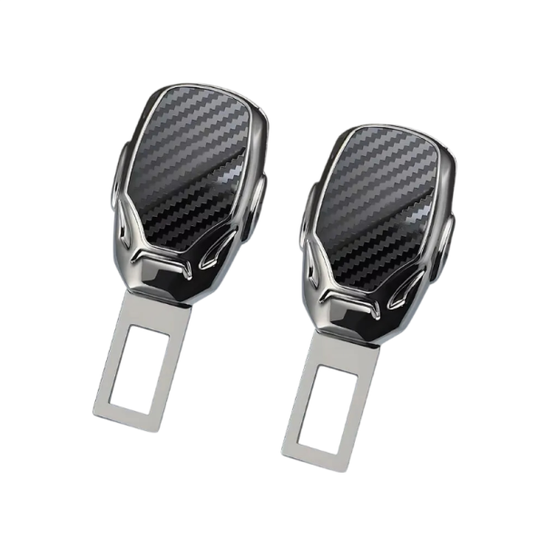 Boucles d'extension de ceinture de sécurité pour voiture 2 pièces boucle universelle noir-argent design compact pour sièges auto 1