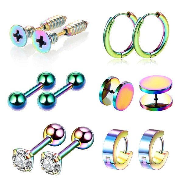 Boucles d'oreilles 6 paires G2534 multicolore