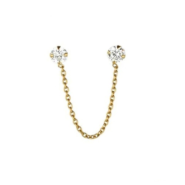 Boucles d'oreilles à chaînes pour femmes à deux trous doré