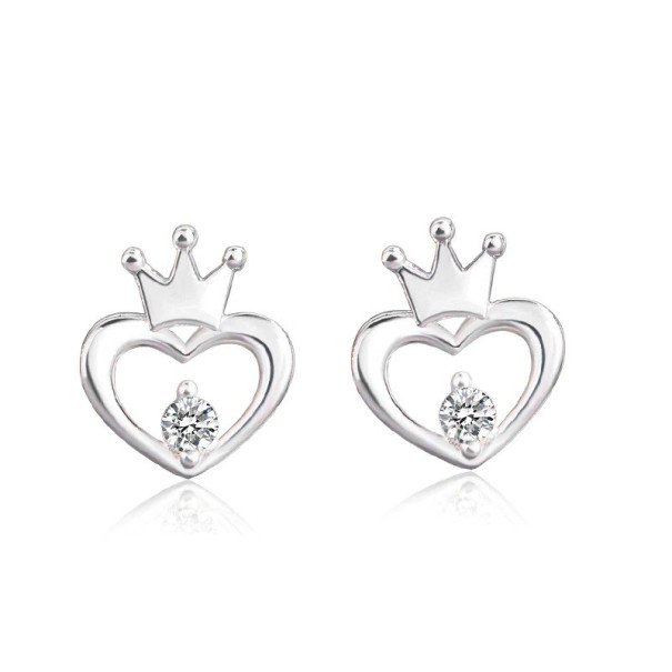 Boucles d'oreilles à clou en forme de cœur avec couronne 1