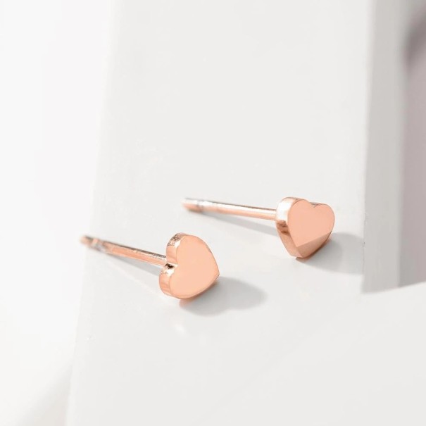 Boucles d'oreilles à clou en forme de cœur G670 vieux rose
