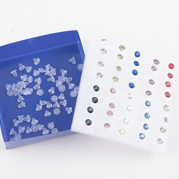Boucles d'oreilles à clou pour femmes 20 paires C1094 multicolore 5 mm
