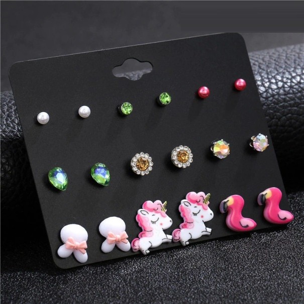 Boucles d'oreilles à clou pour femmes 9 paires G1318 1