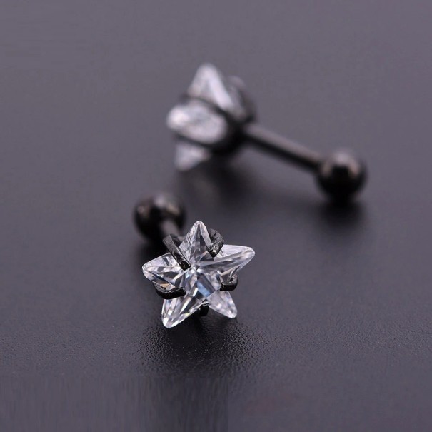 Boucles d'oreilles à clou pour femmes avec zircon G1335 noir 6 mm
